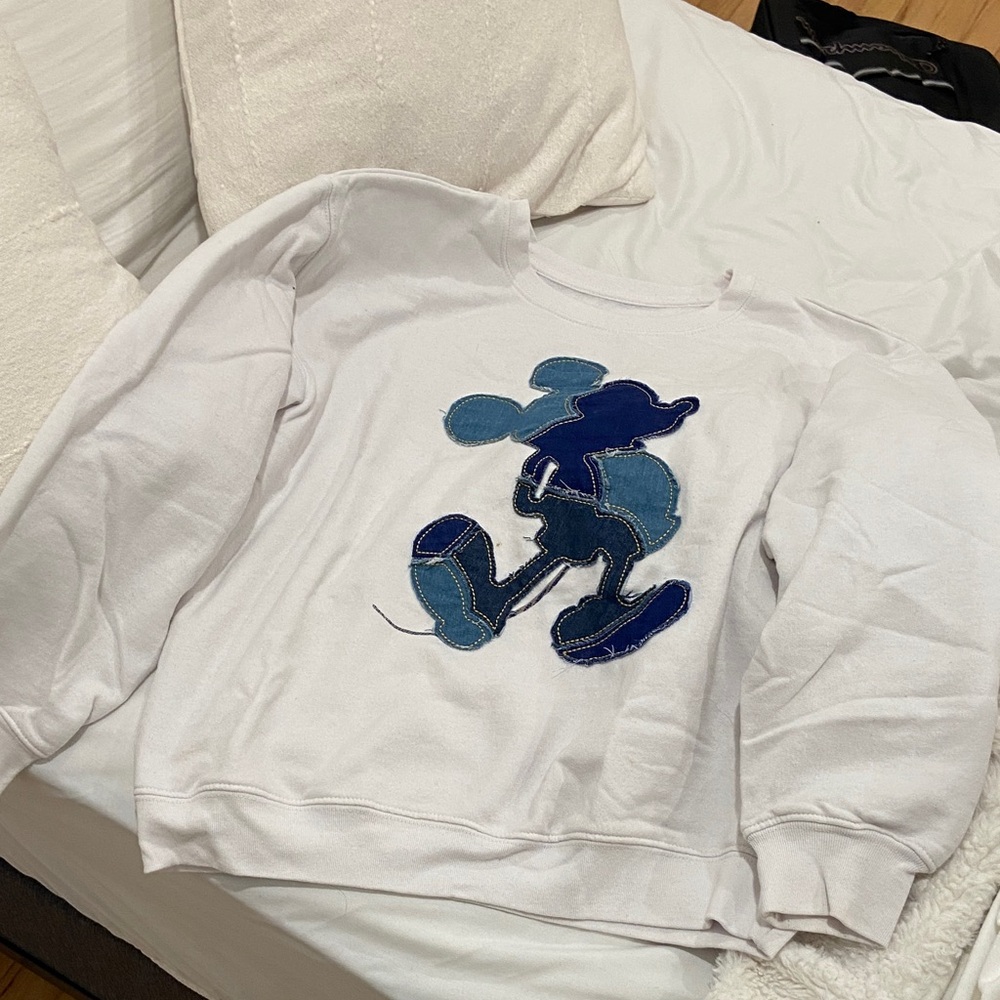 Disney White Sweatshirt with Blue Mickey Mouse